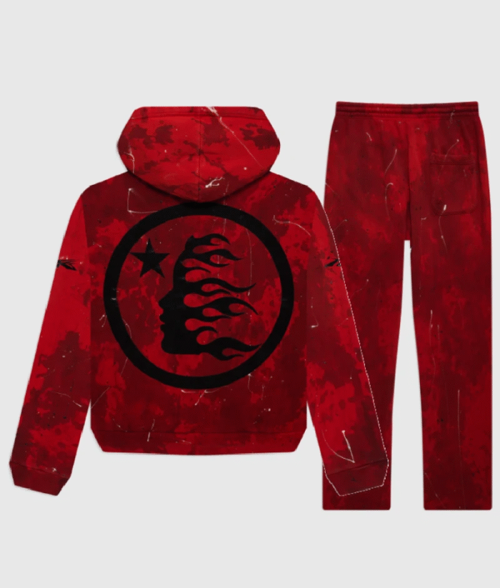 Hellstar Sports Red Tye-Dye Skull Tracksuit - Image 2