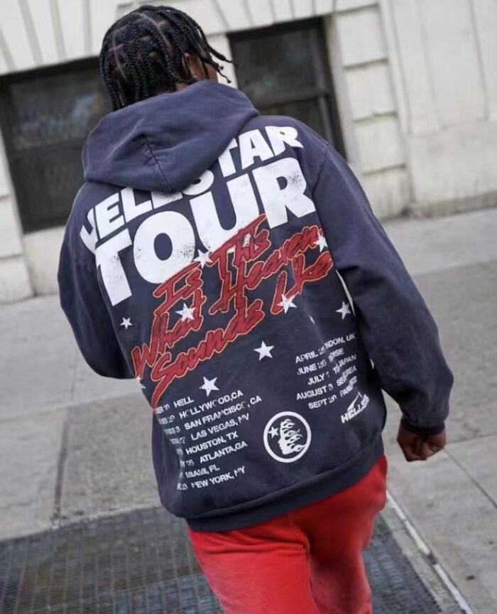 Hellstar Records Tour Flame Hoodie Jet Black - Image 7