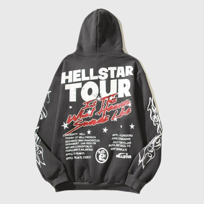 Hellstar Records Tour Flame Hoodie Jet Black - Image 10