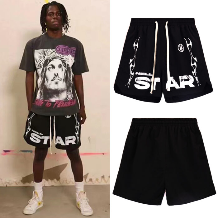 Hellstar Studios Records Star Shorts Black - Image 3