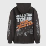 Hellstar Records Tour Flame Hoodie Jet Black - Image 2