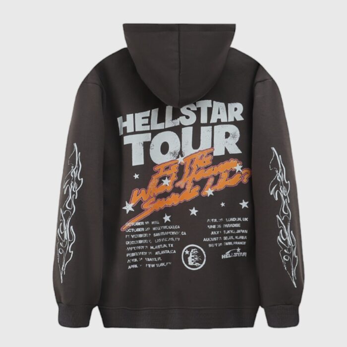 Hellstar Records Tour Flame Hoodie Jet Black - Image 2