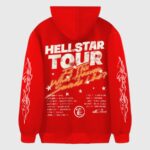 Hellstar Records Tour Flame Print Hoodie Red - Image 2