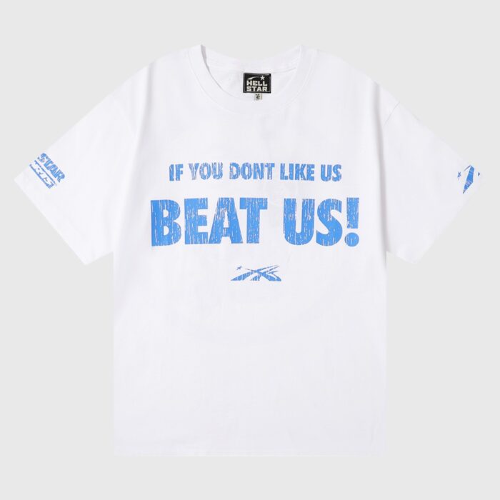 Hellstar Beat Us! T-Shirt White/Blue - Image 3
