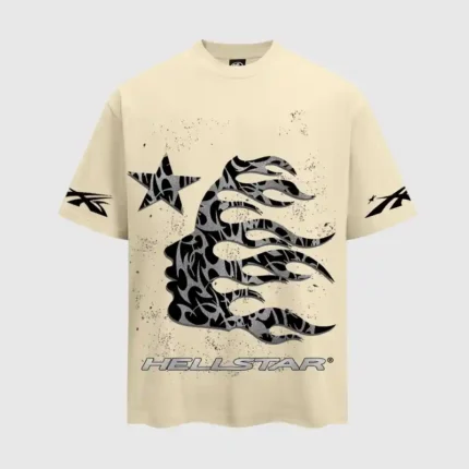Hellstar-Glitter-P2P-T-shirt-Beige-front-view