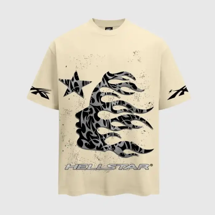 Hellstar-Glitter-P2P-T-shirt-Beige-front-view