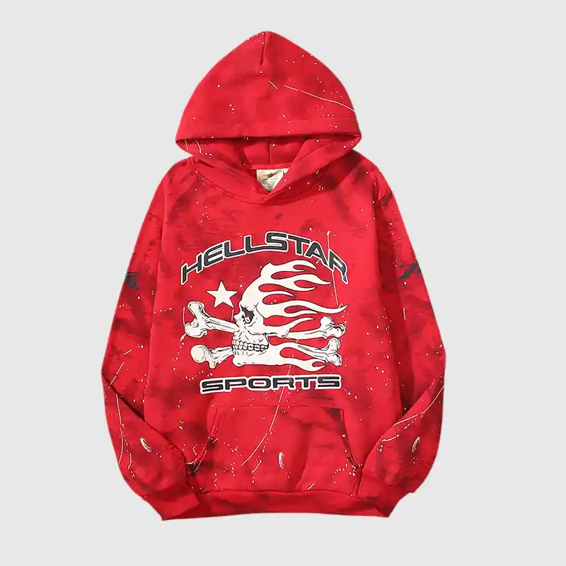 Hellstar Sports Tie-Dye Skull Hoodie ‘Red’front view