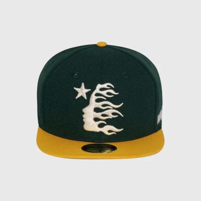 Green Hellstar Baseball Fitted Hats Dark