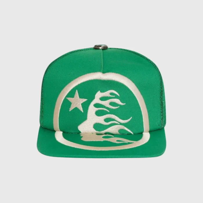 Hellstar Big Logo Trucker Snapback Hat Green