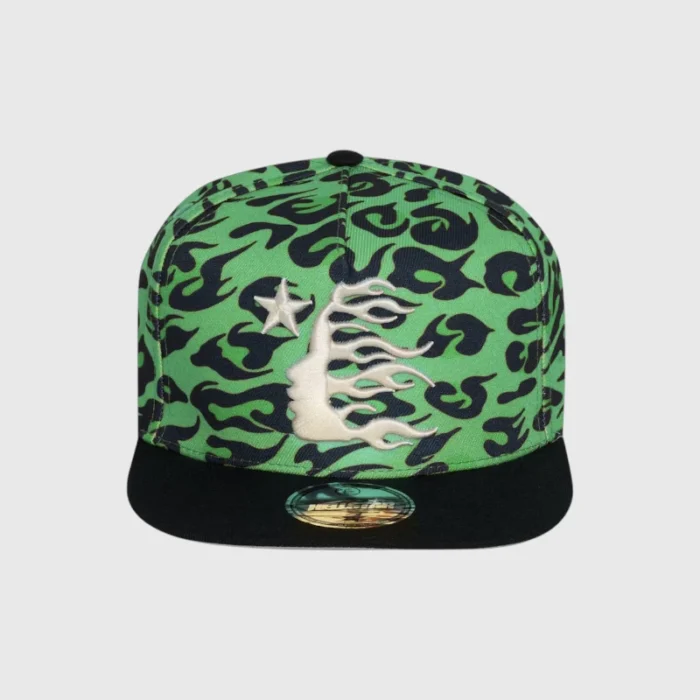 Hellstar Cheetah Print Snapback Hat Green