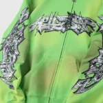 Hellstar Graffiti Zip-Up Green Hoodie - Image 3