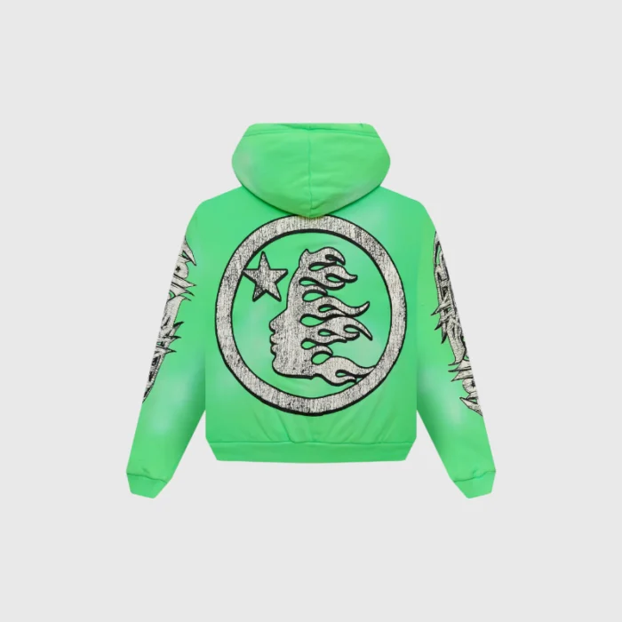 Hellstar Graffiti Zip-Up Green Hoodie - Image 2