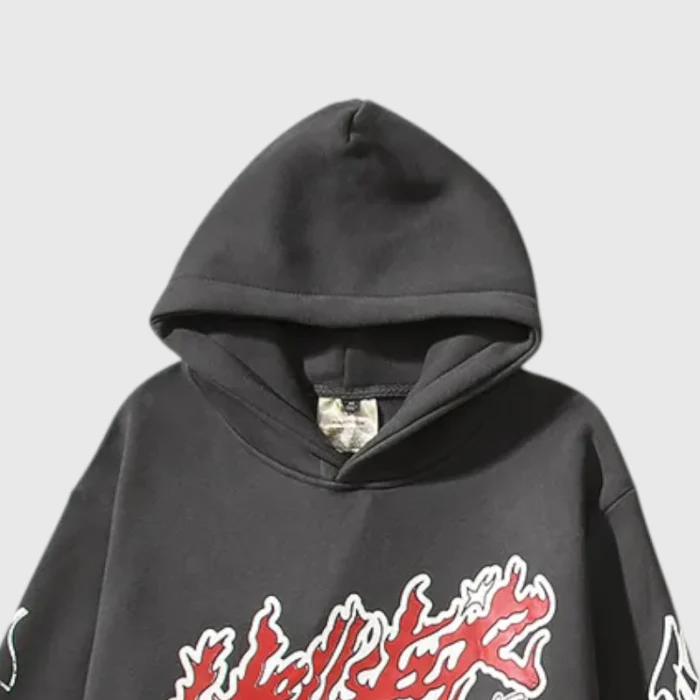 Hellstar Records Tour Flame Print Hoodie - Image 4