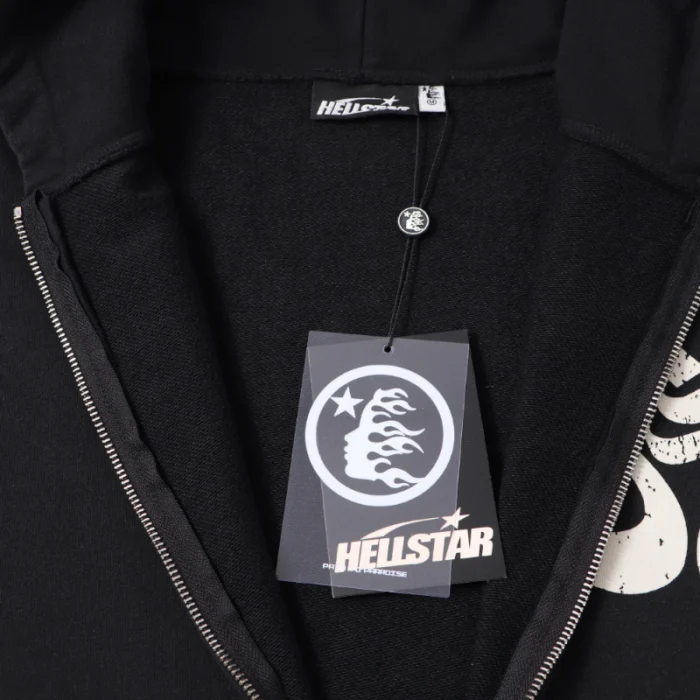 Hellstar Ohm Zip-Up Black Hoodie - Image 4