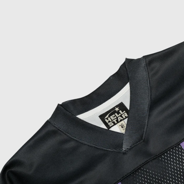 Hellstar Black and Purple Mesh Patchwork Long Sleeve Tee - Image 3