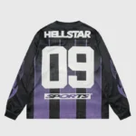 Hellstar Black and Purple Mesh Patchwork Long Sleeve Tee - Image 2