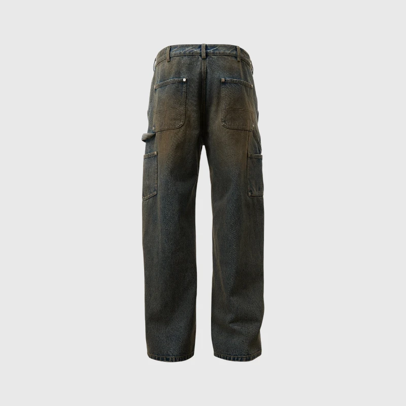 Hellstar Dirty Wash Carpenter Jeans Pant dark blue
