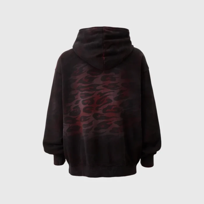 Hellstar Overdye Cheetah Zip-up Hoodie Red Back