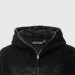 Hellstar Overdye Cheetah Zip-up Hoodie Green Closeup
