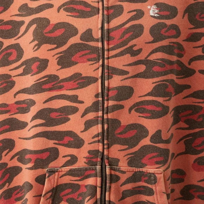 Hellstar Sunfaded Cheetah Zip-Up Hoodie Closeup