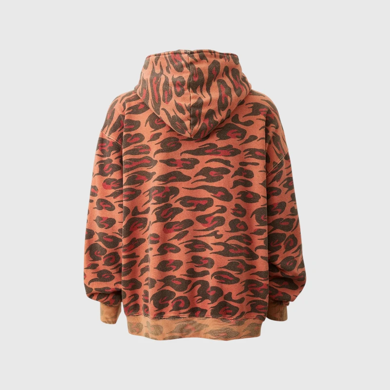 Hellstar Sunfaded Cheetah Zip-Up Hoodie Back