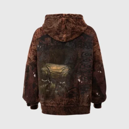 Hellstar H Star Graffiti Print Hoodie brown