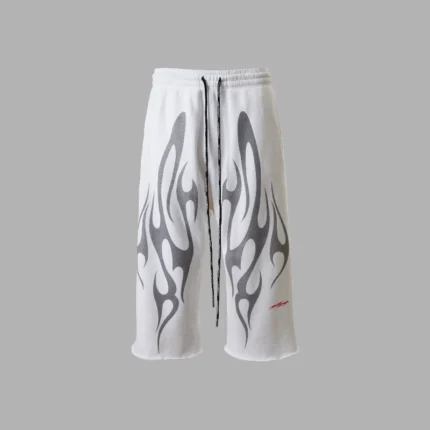 Hellstar Tribal Flame 3/4 Shorts White