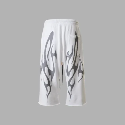 Hellstar Tribal Flame 3/4 Shorts White