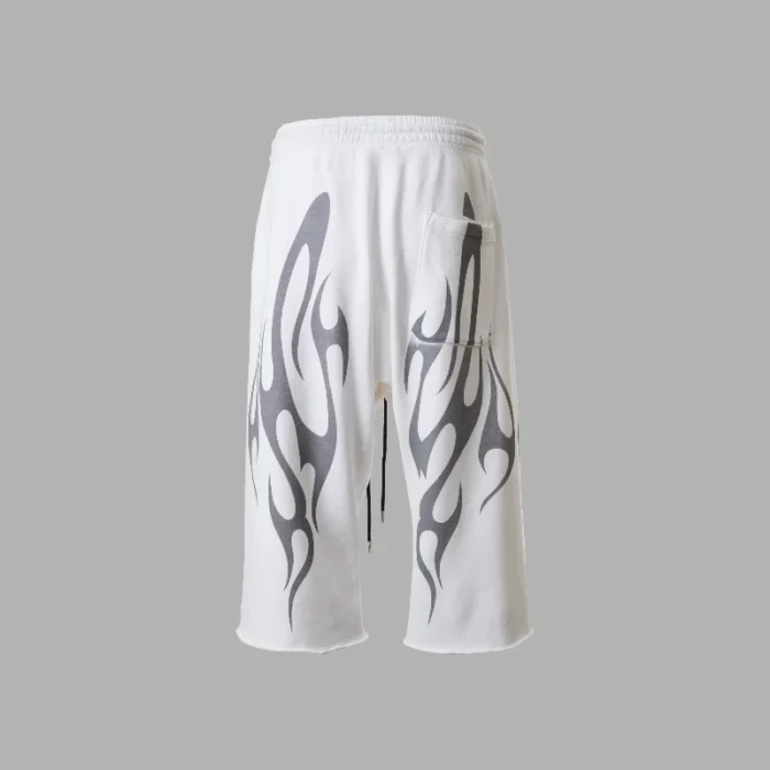 Hellstar Tribal Flame 3/4 Shorts White