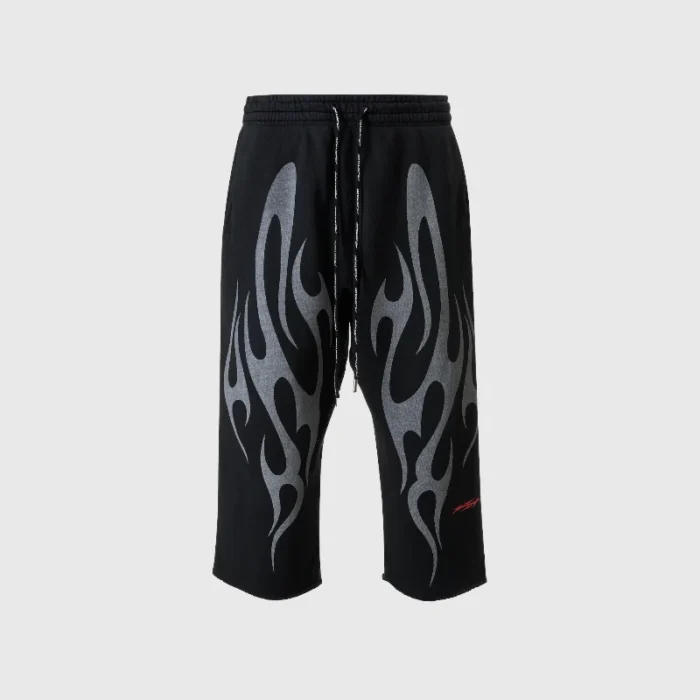 Hellstar Tribal Flame 3/4 Shorts Black