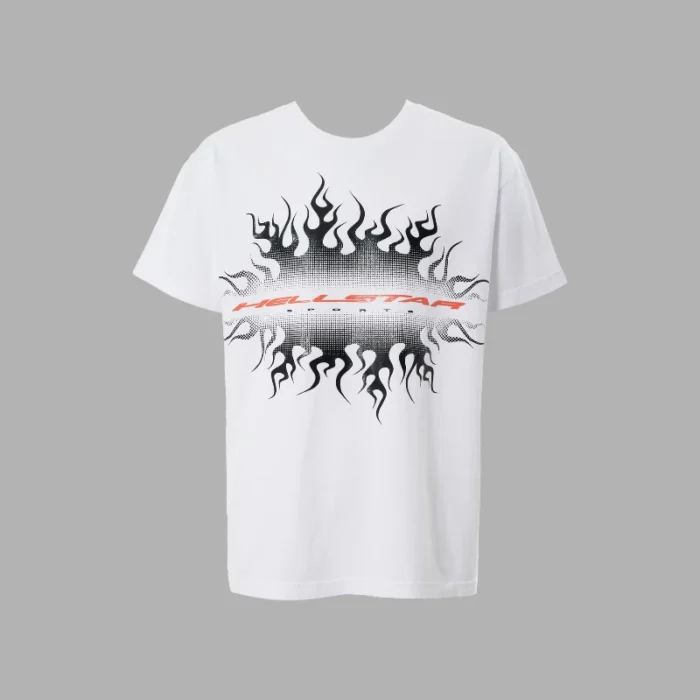 Hellstar Gradient Flame Sports Logo T-Shirt White
