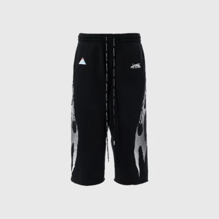 Hellstar Gradient Flame 3/4 Shorts Black
