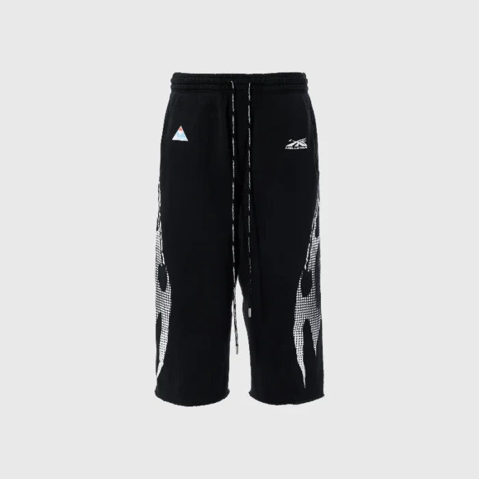Hellstar Gradient Flame 3/4 Shorts Black