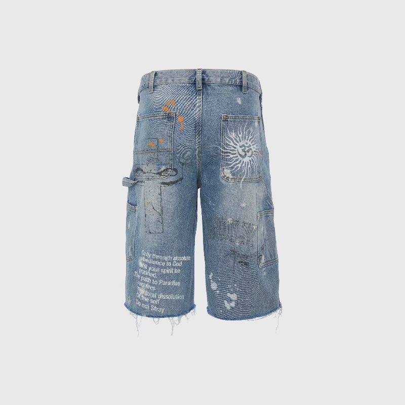 Hellstar Scribble Carpenter Denim Short
