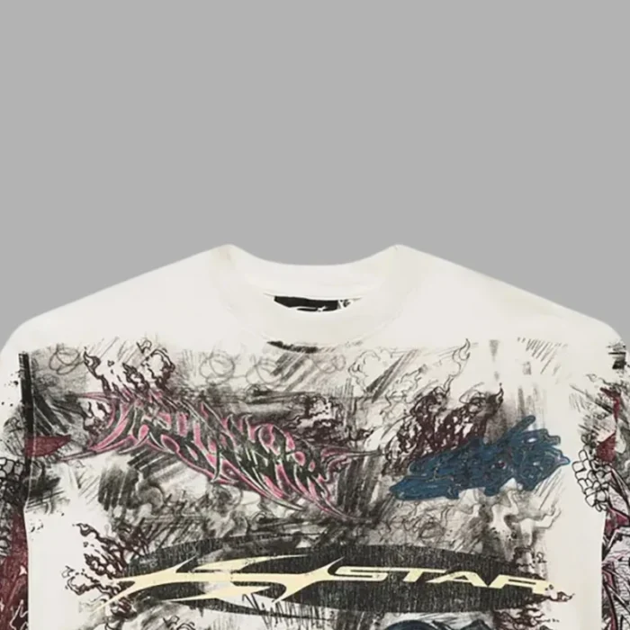 Hellstar Graffiti Long Sleeve Sweater White