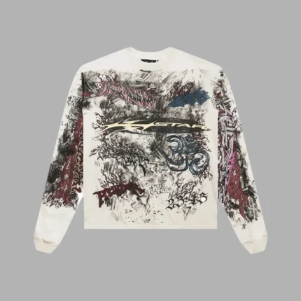 Hellstar Graffiti Long Sleeve Sweater White