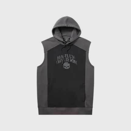 H-D Willie G Skull Sleeveless Hoodie dark grey