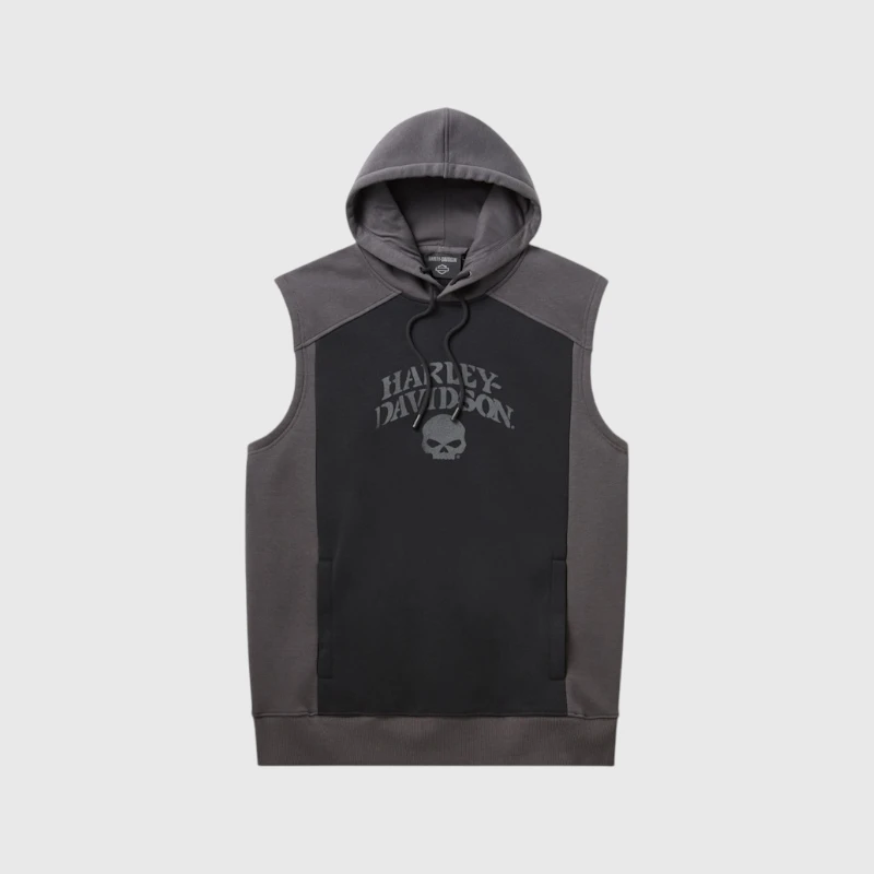H-D Willie G Skull Sleeveless Hoodie dark grey