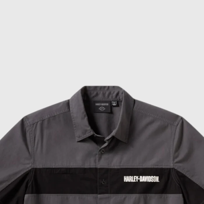 H-D Essential Grey Blocked Mechanics Shirt