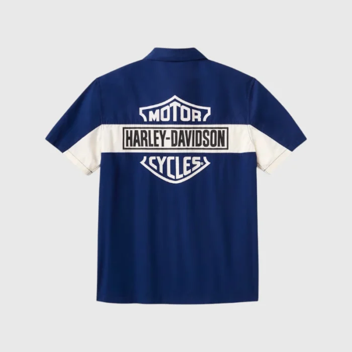 H-D Essential Color Blocked Mechanics Shirt blue