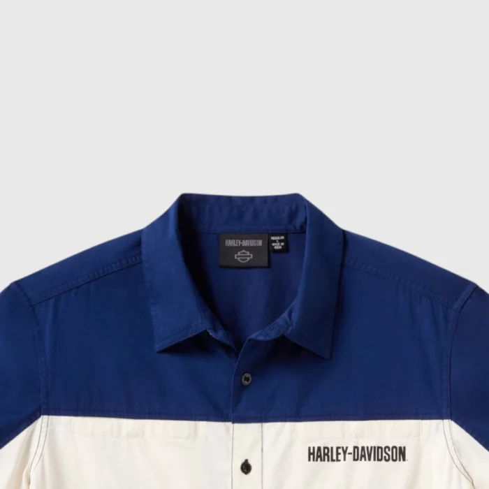 H-D Essential Color Blocked Mechanics Shirt blue