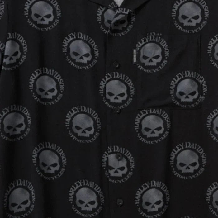 H-D Willie G Skull Aloha Shirt black