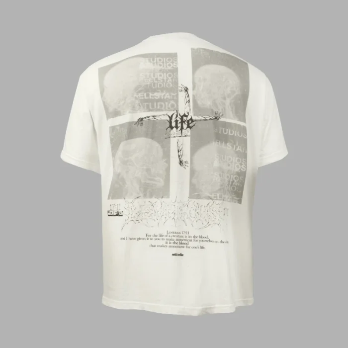 Hellstar Blood Scan T-Shirt Push the boundaries of modern streetwear with the Hellstar Blood Scan T-Shirt, an avant-garde piece that merges dark, dystopian imagery with high-end apparel engineering. Designed for those who favor a bold, rebellious aesthetic, this tee delivers an uncompromised visual punch that defines the cutting edge of contemporary urban fashion. Built with uncompromising attention to detail, the Blood Scan graphic offers an eerie, high-contrast narrative that instantly draws the eye. Whether you are using it to anchor a layered outfit or letting it stand alone as a statement piece, this t-shirt brings a gritty, high-concept edge to your daily rotation. Key Features Heavy-Duty Premium Cotton: Constructed from a dense, high-gauge cotton fabric that offers a substantial hand-feel, ensuring the garment maintains a structured, boxy drape instead of clinging. Intricate "Blood Scan" Graphic: Features high-definition, multi-tonal screen printing across the front and/or back. The specialized print technique captures intricate, skeletal-scan motifs with a weathered, distressed finish for an authentic vintage feel. Signature Oversized Silhouette: Tailored with a modern, relaxed fit featuring dropped shoulders and a wider torso, achieving that coveted architectural streetwear silhouette. Reinforced Ribbed Crewneck: Engineered with a thick, high-elasticity collar that resists stretching, sagging, and bunching, preserving a crisp neckline wash after wash. Pigment-Washed Treatment: Undergoes a specialized garment-dye and wash process, giving the fabric a soft, broken-in texture and a deep, multi-dimensional color tone right out of the package. Hellstar Blood Scan T-Shirt Back