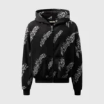 Hellstar Graffiti-Print Zip-Up Hoodie black