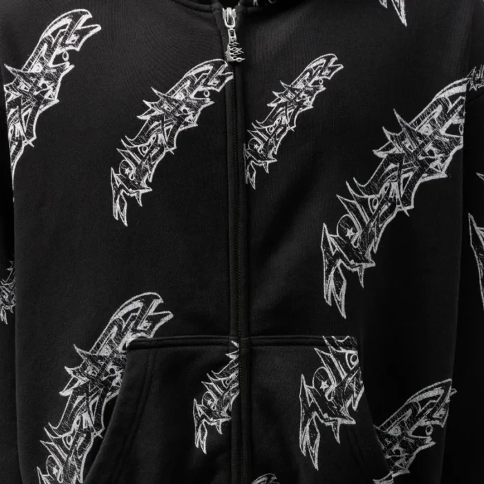 Hellstar Graffiti-Print Zip-Up Hoodie