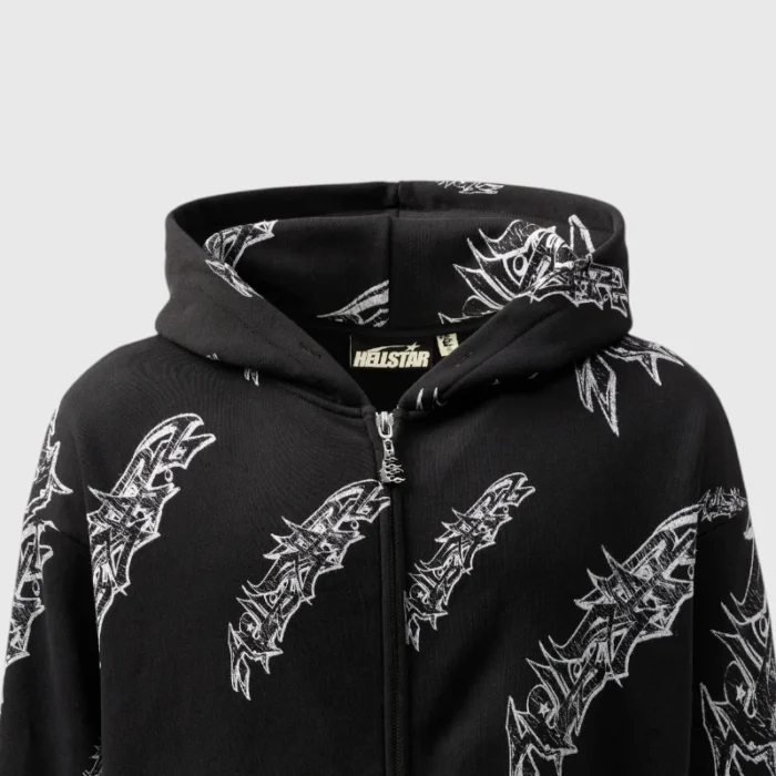 Hellstar Graffiti-Print Zip-Up Hoodie