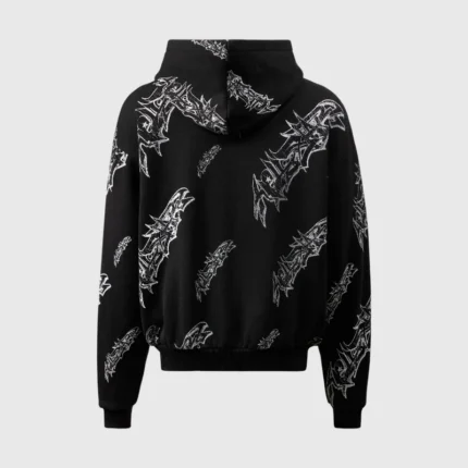 Hellstar Graffiti-Print Zip-Up Hoodie black