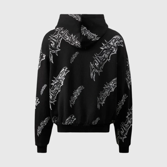 Hellstar Graffiti-Print Zip-Up Hoodie black