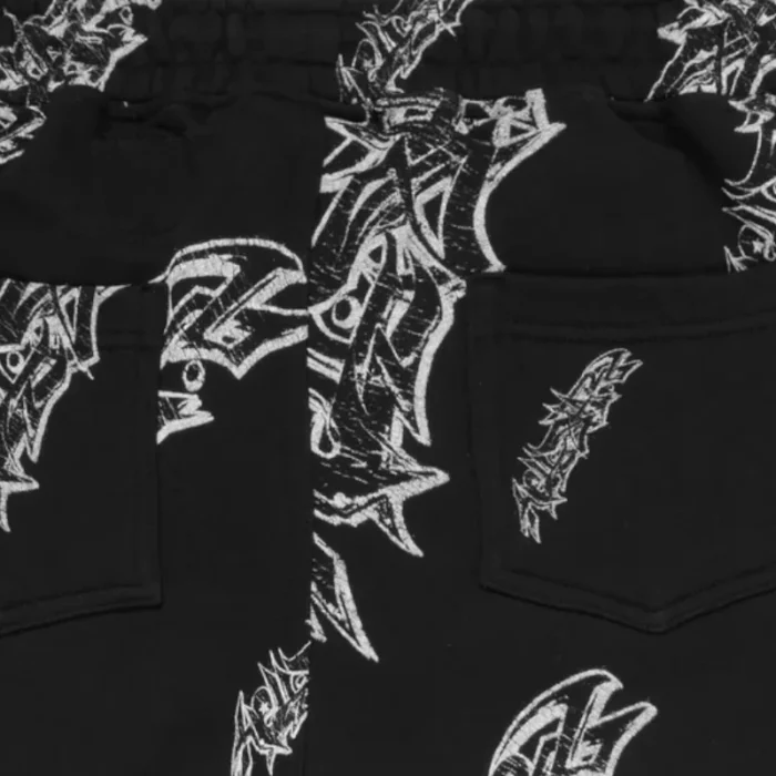 Hellstar Graffiti Sweatpants Black Closeup