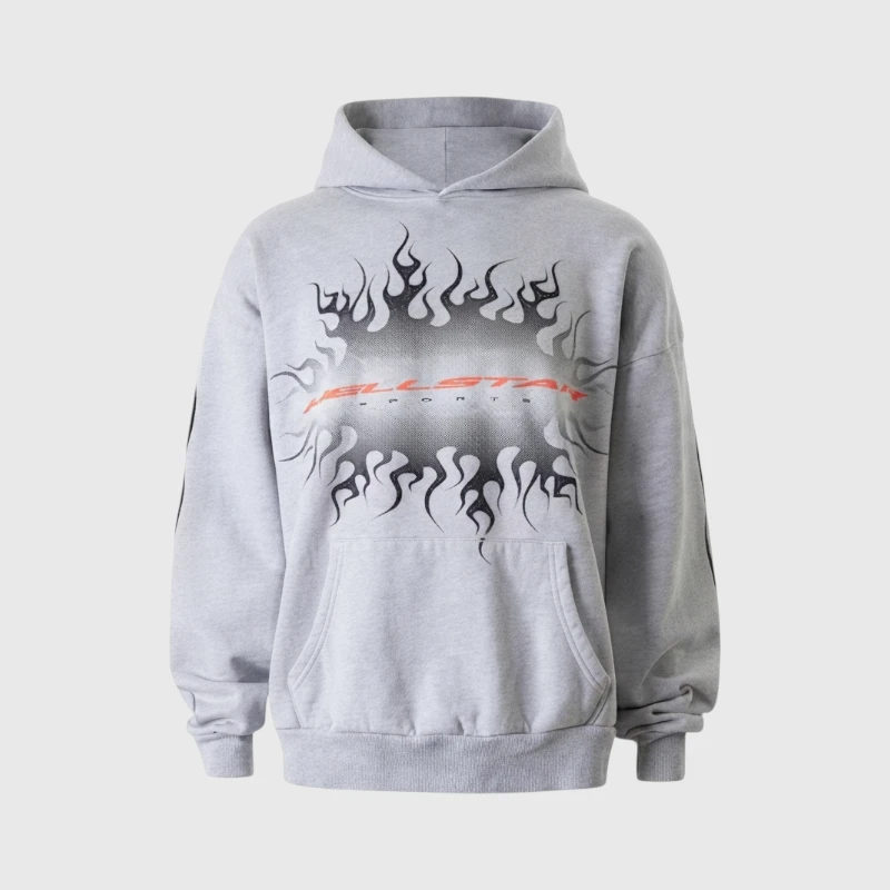 Hellstar Gradient Flame Hoodie Grey Front